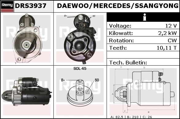 DELCO REMY Käynnistinmoottori DRS3949